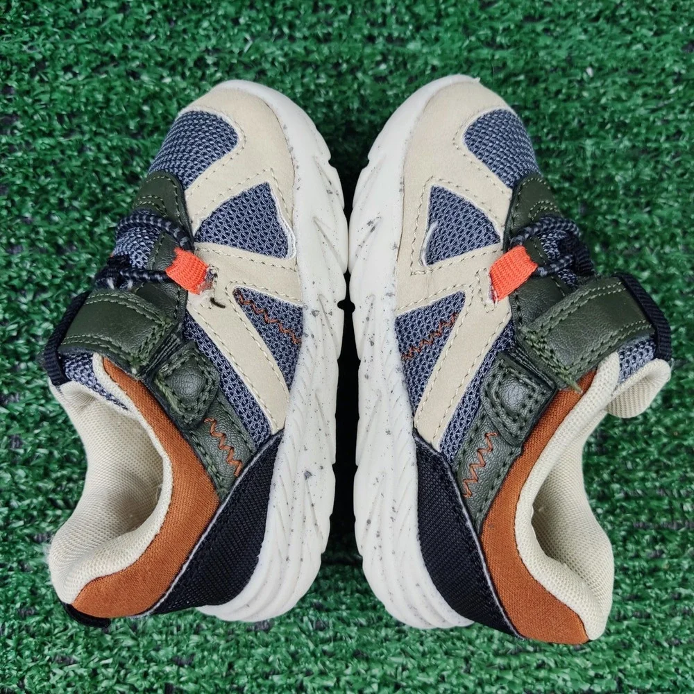Carter's Sneakers‎ Kids 4.5M Tan Rogan-BP Athletic Hook Loop Mesh Speckled Sole